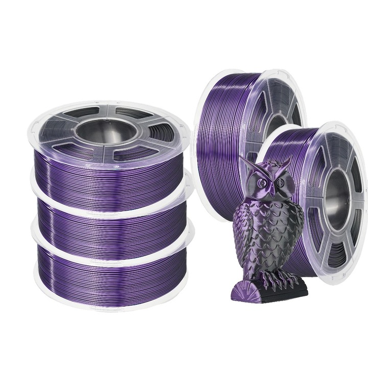 Filament 3D, Purple Silk, PLA+, 1.75mm, 1.1kg, set de 330m
