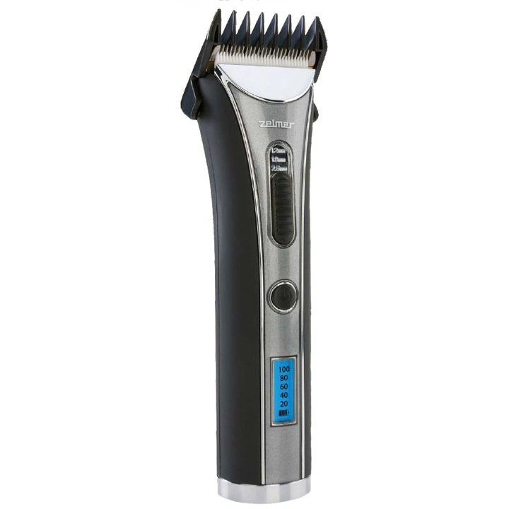 Aparat de tuns Zelmer 39Z017, Acumulator, 14 Trepte, Sistem pentru filare, Pieptene, Titan/Inox