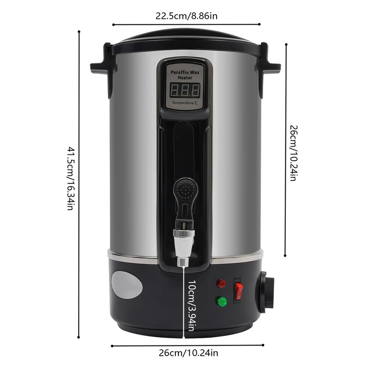 Topitor de Ceară, 8L/10.8L, Argintiu, Capacitate Mare, Curățare Ușoară