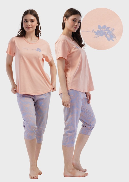 Pijamale de dama din bumbac, PD796, Portocaliu