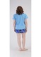Pijamale de dama din bumbac, Vienetta, PD790, Maneca scurta, Lungime Pantaloni: Scurti, Decolteu Rotund, Albastru, 4XL
