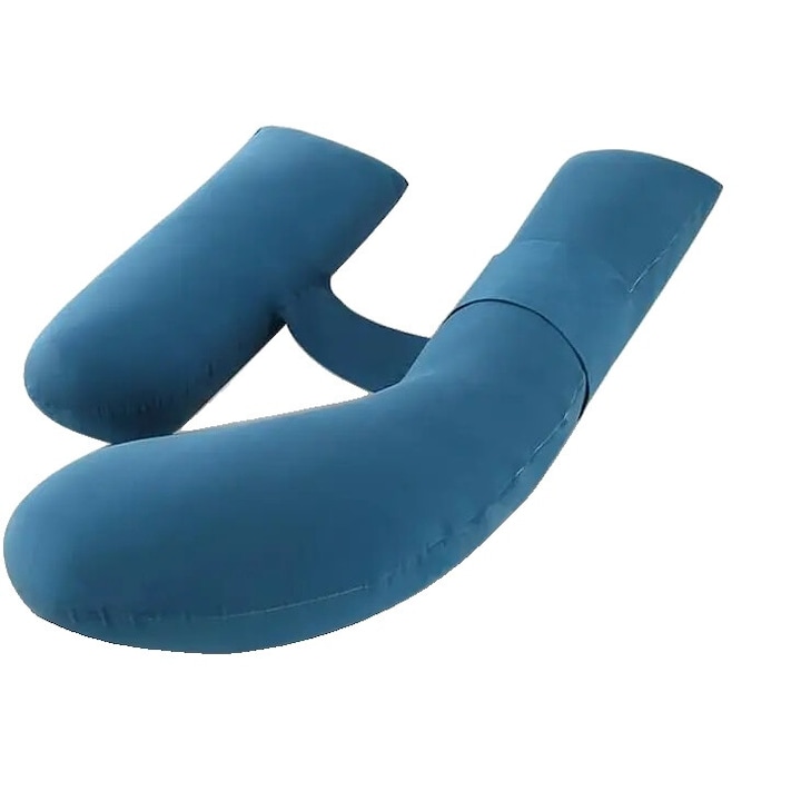 Perna pentru gravide, U-Shape, umplutura din microfibra, albastru inchis, ajustabila