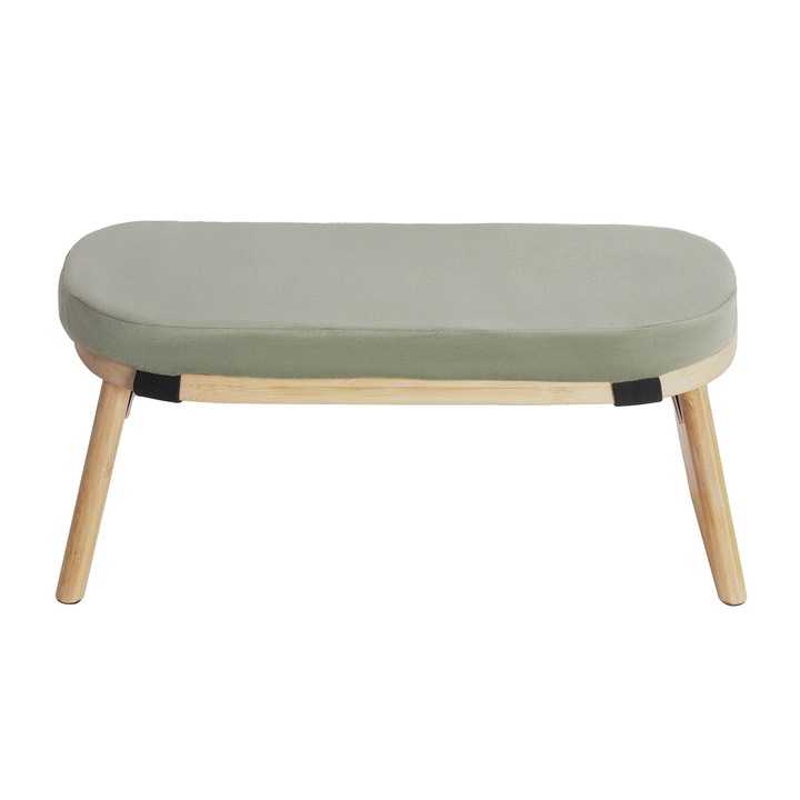 Meditációs szék, bambuszból, puha bársony párnával, összecsukható kialakítás, világoszöld