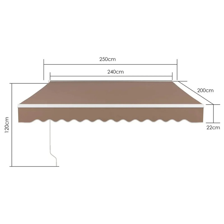 Copertina retractabila, 250x200cm, cadru din aluminiu, impermeabil, bej