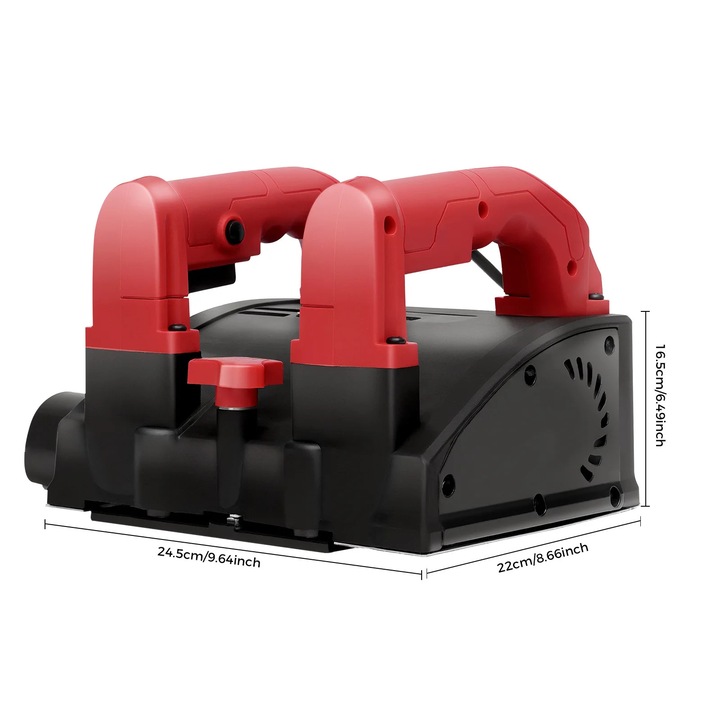 Falhoronymaró gép, 1200 W-os elektromos horonymaró, 26 db volfrámacél penge készlet, 16 cm szélesség, 0–4 mm állítható mélység, EU csatlakozó, Betonhoz, Piros