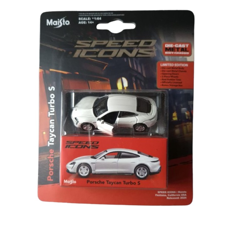 Porsche Taycan Turbo S модел, 2019, лимитирана серия, бял, Maisto 1/64