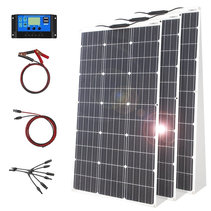 Kit panou solar flexibil 100W, monocrystalline, design waterproof, 970x530mm, 300W