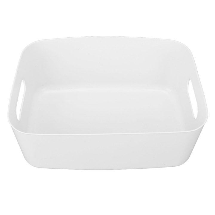 Cutie depozitare alba, capacitate mare, design cu manere, plastic durabil