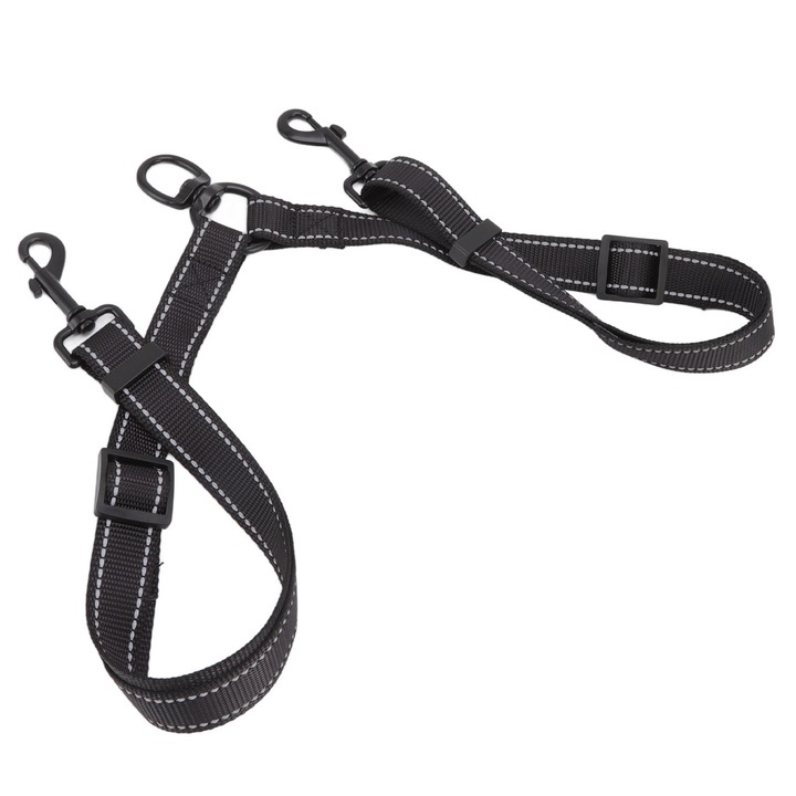 Lesa dubla pentru caini, Nylon, Negru
