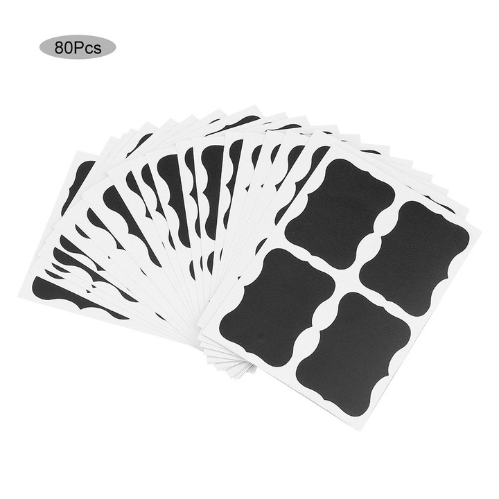 PVC öntapadós címkék, 80 db-os készlet, fehér, 4x10cm