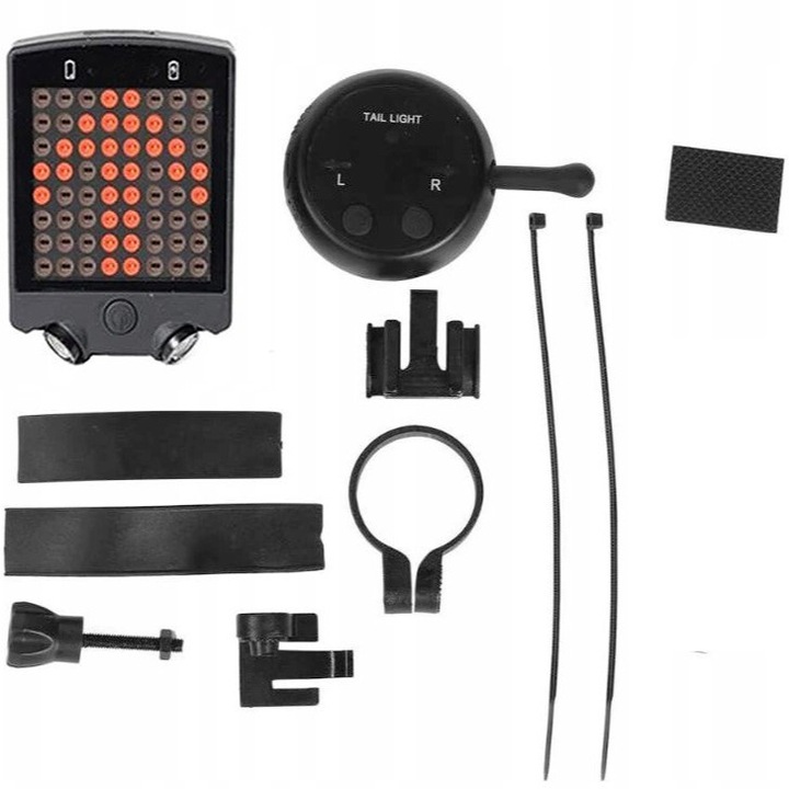 Semnalizare LED cu telecomanda pentru bicicleta, Zola, 8 modele proiectie, 2 moduri de iluminare, diametru tija 25-30 mm, alimentare baterii