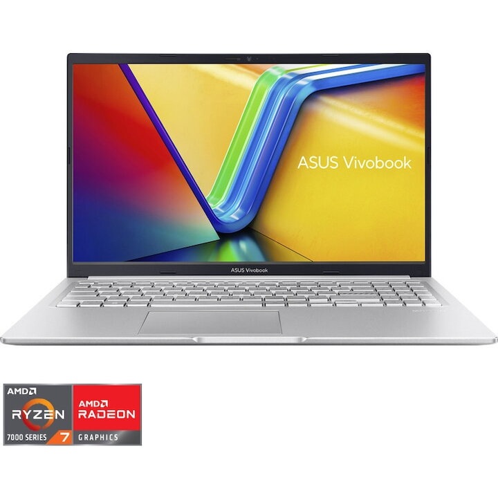 Laptop ASUS 15.6'' Vivobook 15 M1502YA, FHD, Procesor AMD Ryzen™ 7 7730U (16M cache, up to 4.53 GHz), 24GB DDR4, 512GB SSD, Radeon, No OS, Cool Silver