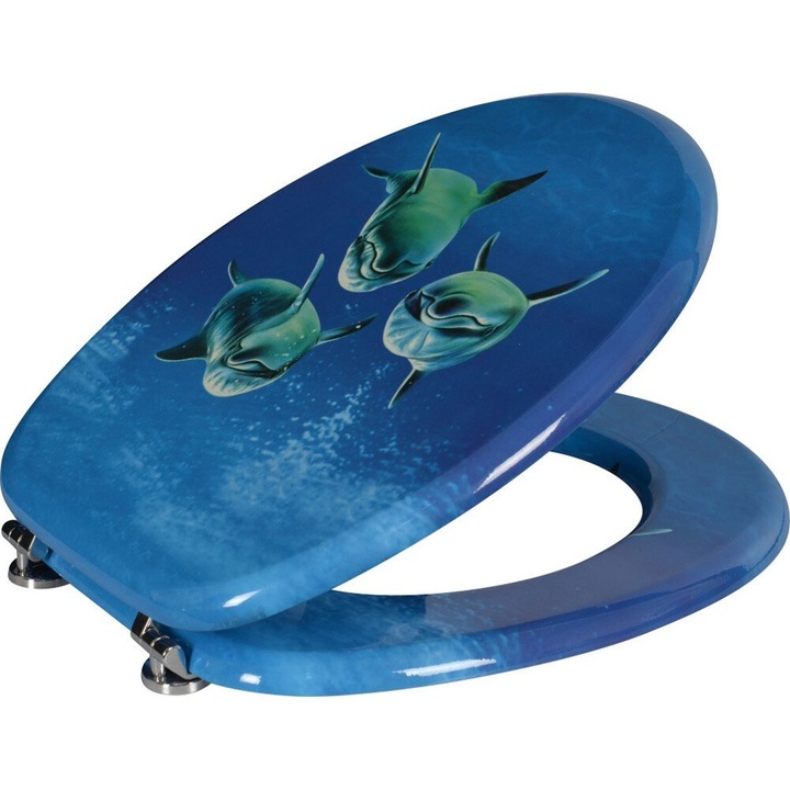 Aqualine WC-ülőke, delfin mintás, 361x58x435mm, kék