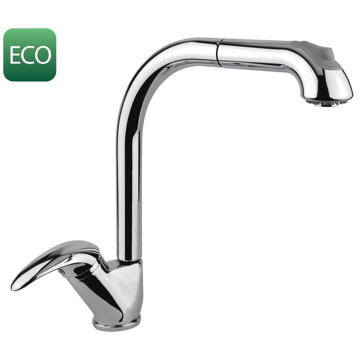 Fürdőszobai csaptelep, Sapho, AXUS, króm, 345x265mm, kihúzható zuhanyfejjel