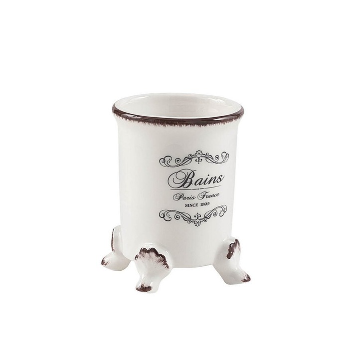 Държач за четка за зъби, Gedy, Amelie, керамичен, бял, 80x113x80 мм