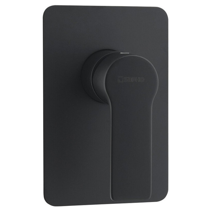 Вграден смесител за душ Sapho PAX, 1 изход, матово черен, 100x155 мм
