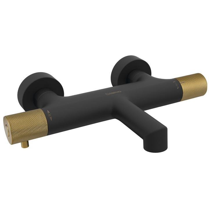 Sapho SOLARIS termosztátos fali csaptelep, matt fekete, 181mm