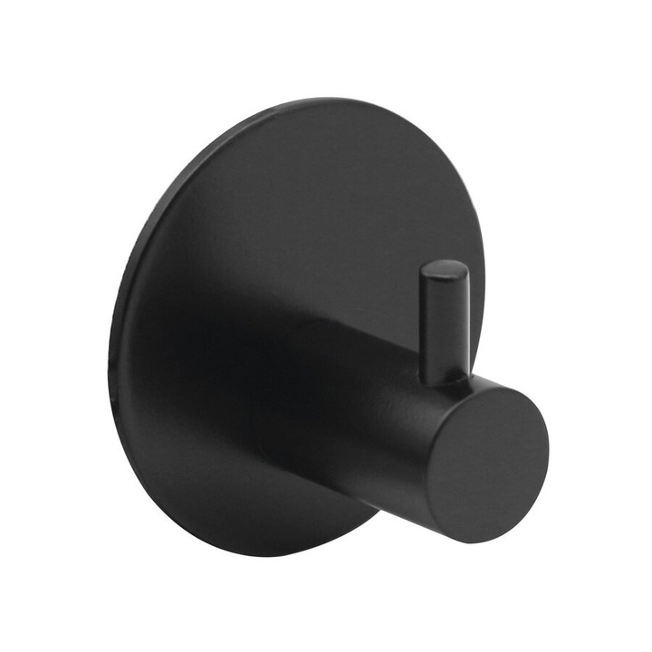 Sapho öntapadós akasztó, kerek, matt fekete