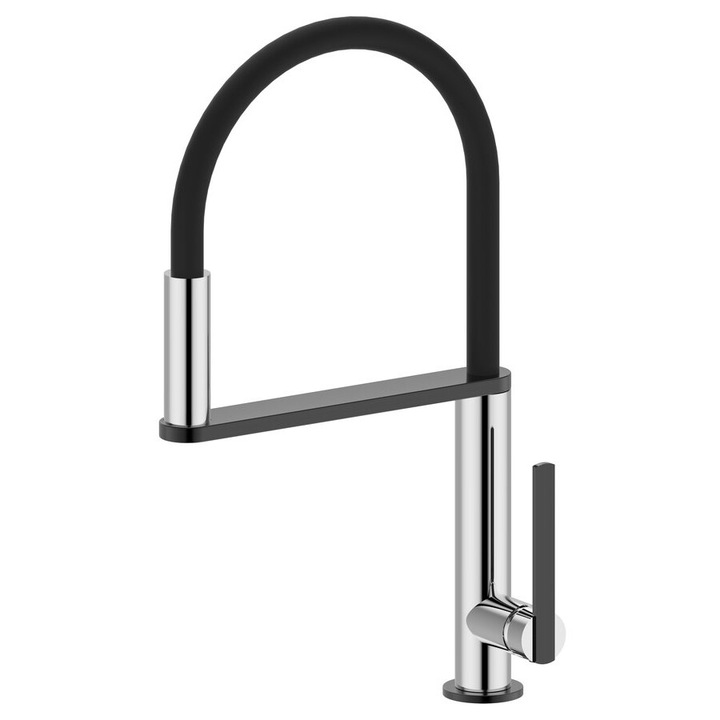 Fürdőszobai csaptelep, Sapho, NIMOA, matt fekete, 88x447x220mm, kihúzható zuhanyfejjel