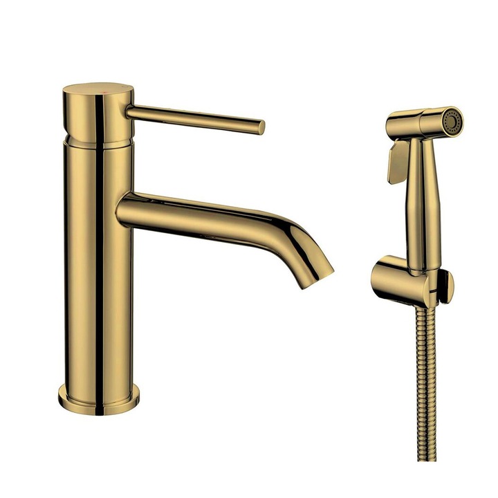 Санитарен смесител Sapho RHAPSODY, 40 мм, матово злато, 183 мм, с биде душ, 1.885 кг, 1 комплект