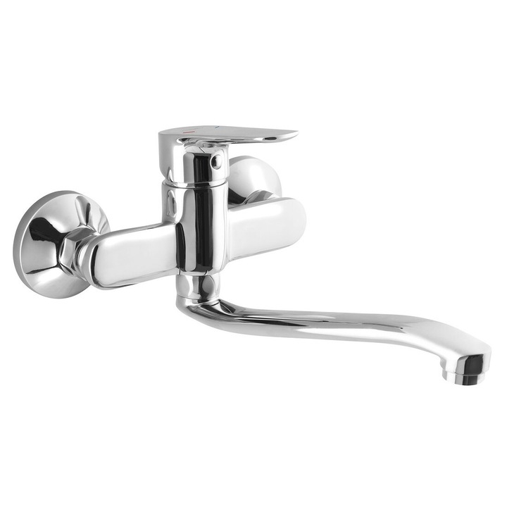 Стенен смесител Aqualine LOTTA, плоско повдигнато рамо, хром - LT643