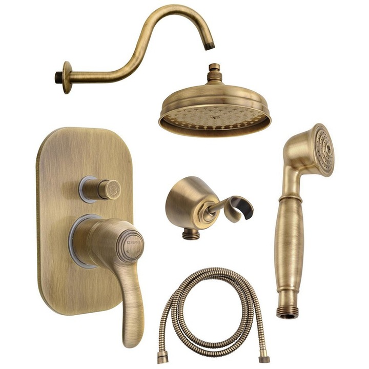 Душ комплект Sapho KIRKE, бронз, ретро, 2 изхода, 6 части