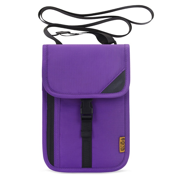 Pouch de calatorie cu blocare RFID, Fokelyi, 20.5x14cm, mov