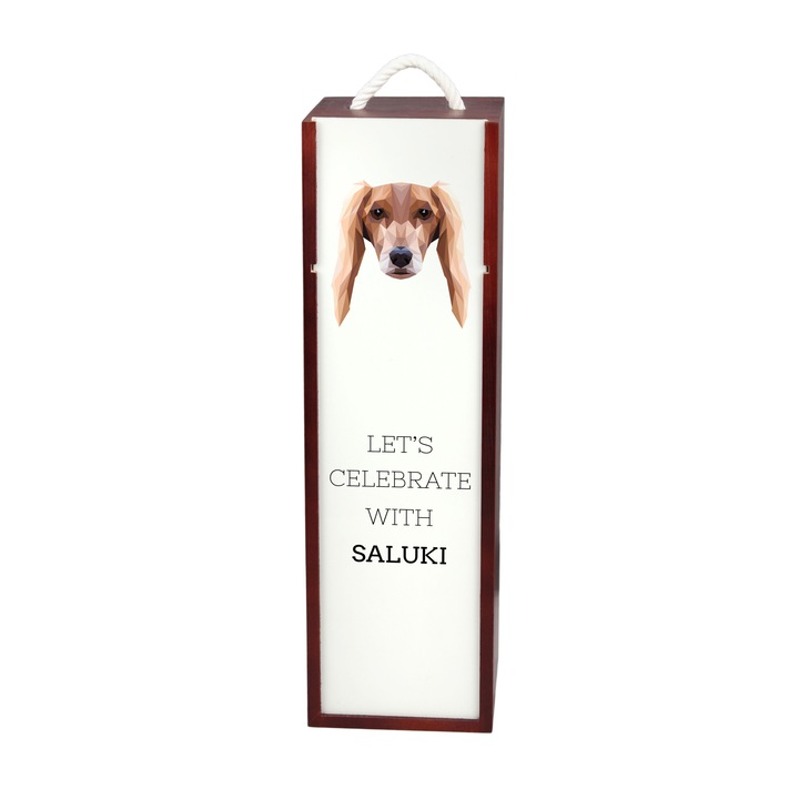 Cutie pentru sticla vin Art-Dog, lemn, imprimeu caine, 35x10x10cm