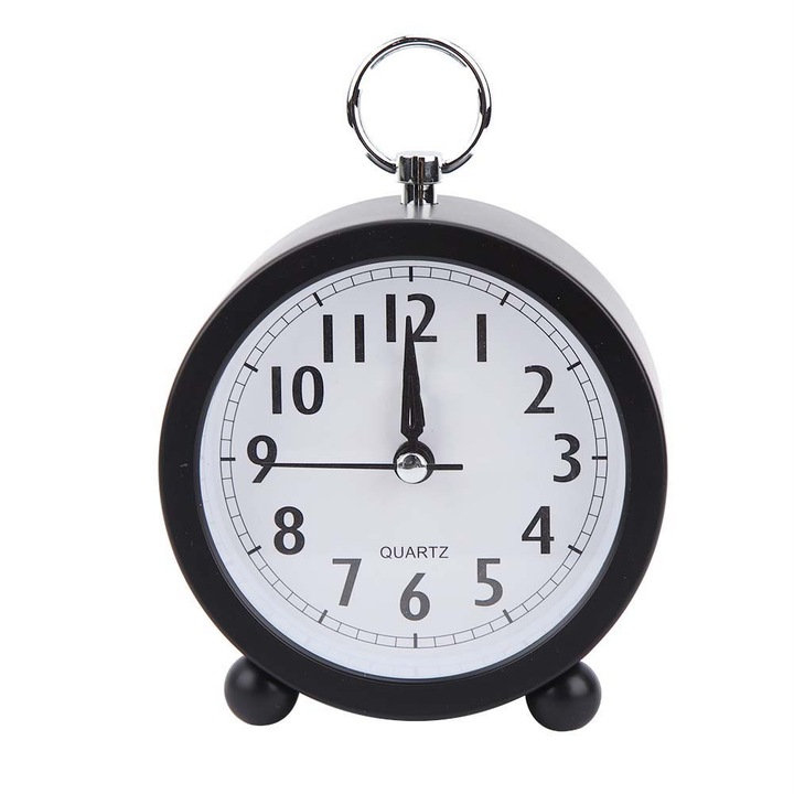 Ceas de alarma decorativ, Zeaicos, forma simpla, metal, 13x12x5cm
