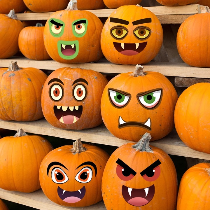 YANYXR Halloween dekoratív matricaszett, nagyméretű, többszínű arc