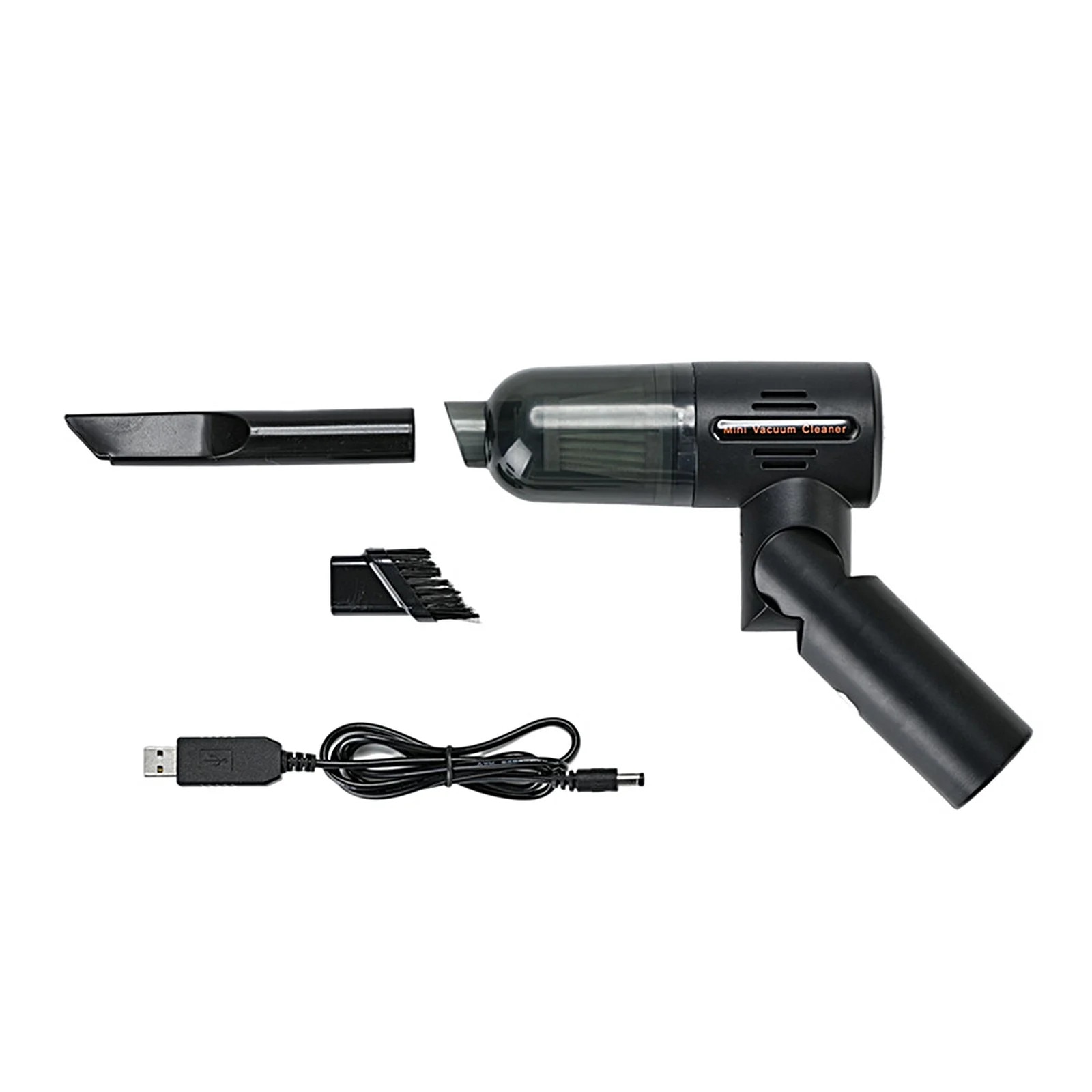 Aspirator portabil pliabil, negru, 31x9.5x10.5cm, fara fir, cu LED si incarcare USB