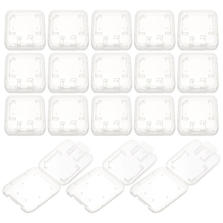 Set 24 suporturi card memorie transparent plastic 5.2x4.1x0.8cm