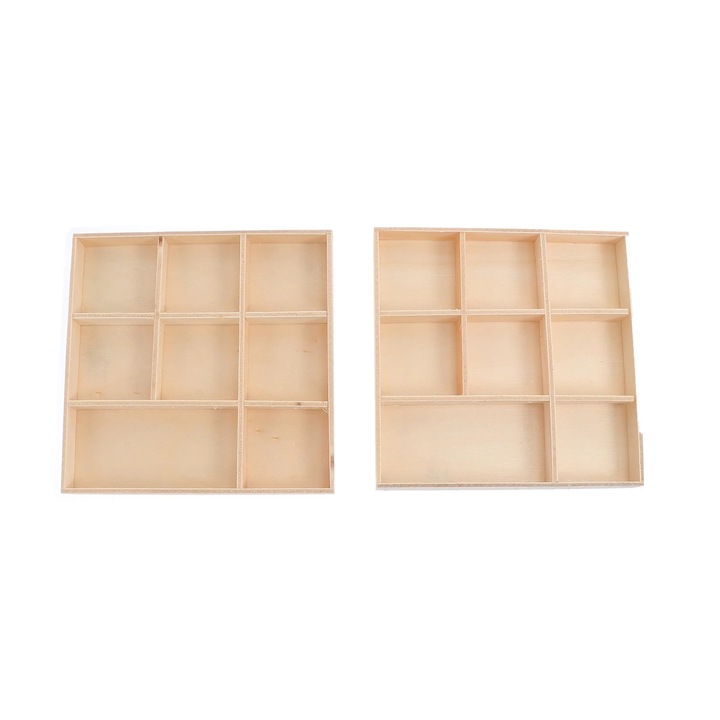 YANYXR fa tárolódoboz 11.9x11.5x1.5cm világosbarna 8 rekeszes