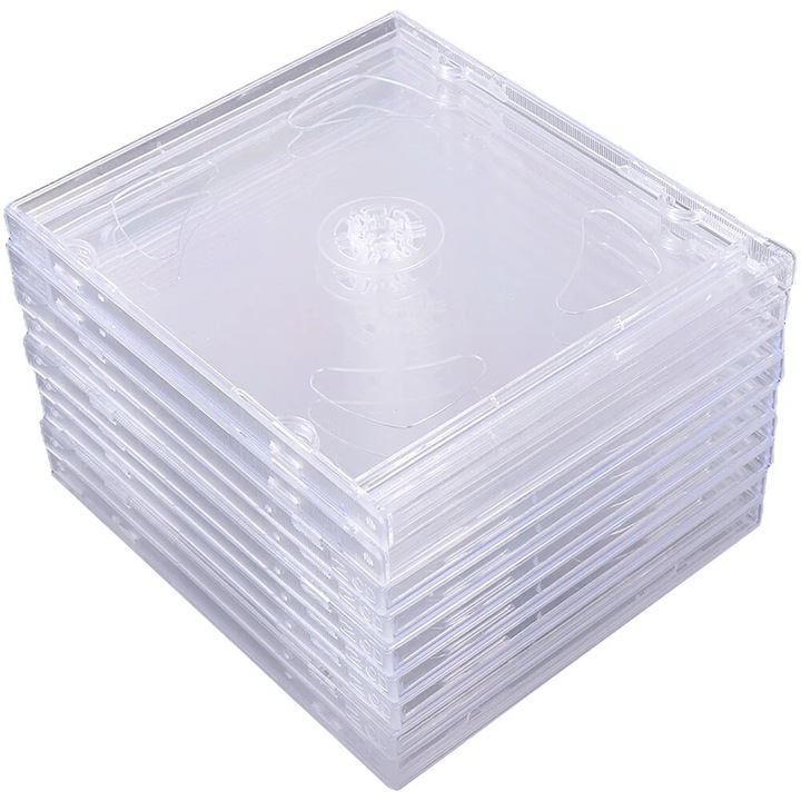 Carcasa CD dubla ZYBLSSBB LSM2xh2312-BCS0155207, acrilic, pentru 2 discuri, transparent, set 9 buc., 14.2x12.4x0.5 cm