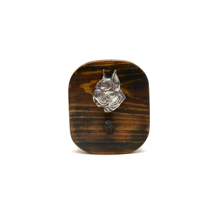 Cuier din lemn cu figurina caine, 10x8.7cm, pentru haine/medalii/lesa