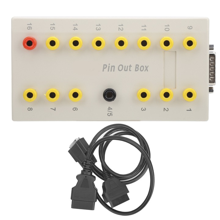 OBD2 Pin Out Box с комплект диагностични кабели, който покрива всички тестови точки на инструмента за автоматична диагностика