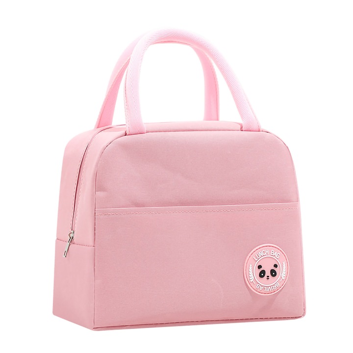 Чанта за обяд Enforose, голям капацитет, термоизолация, розова