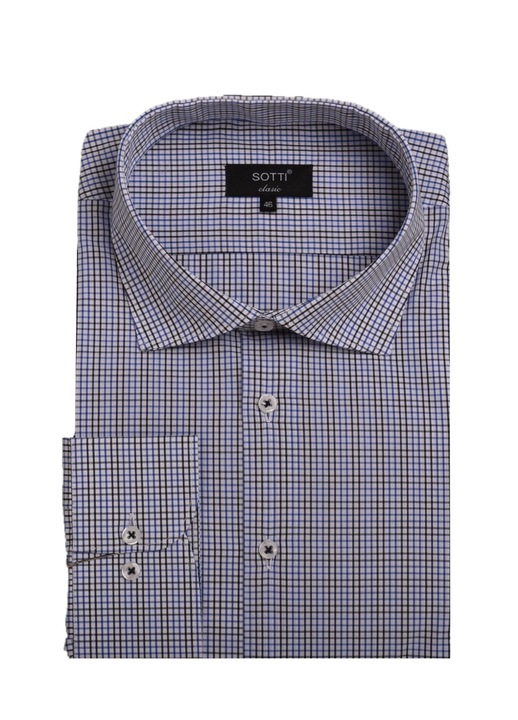 Camasa supradimensionata SOTTI din Bumbac, Model Carouri mici, Tipar Regular fit -Confort, ST30017-T7