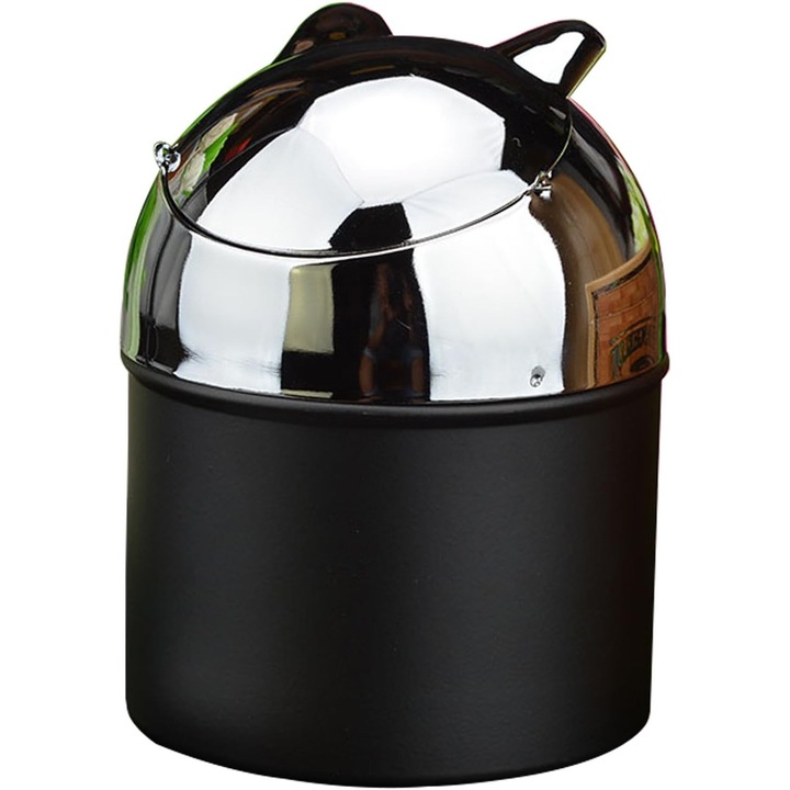 Scrumiera portabil rezistent la vant Enforose, din inox, forma rotunda, ideal pentru calatorii