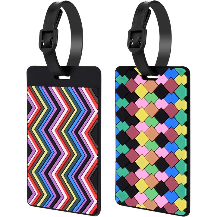Етикет за багаж Enforose, силиконов, персонализиран дизайн, предотвратява загуба на багаж, многоцветен