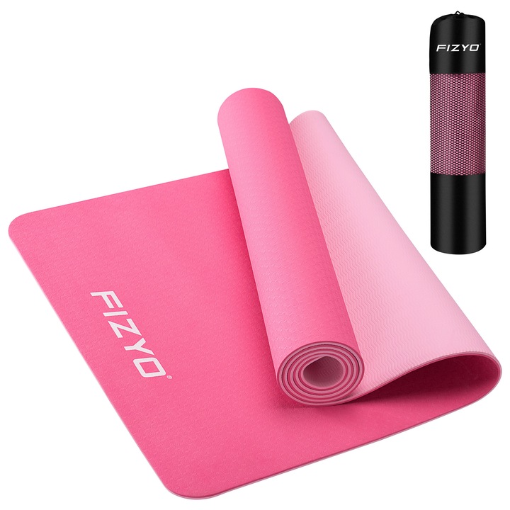 Fizyo edzőszőnyeg 183 x 61 x 0,6 cm, pilateshez, jógához, fitneszhez, nyújtáshoz, csúszásgátló, könnyű, kényelmes, ellenálló, ideális otthoni és edzőtermi edzéshez, rózsaszín