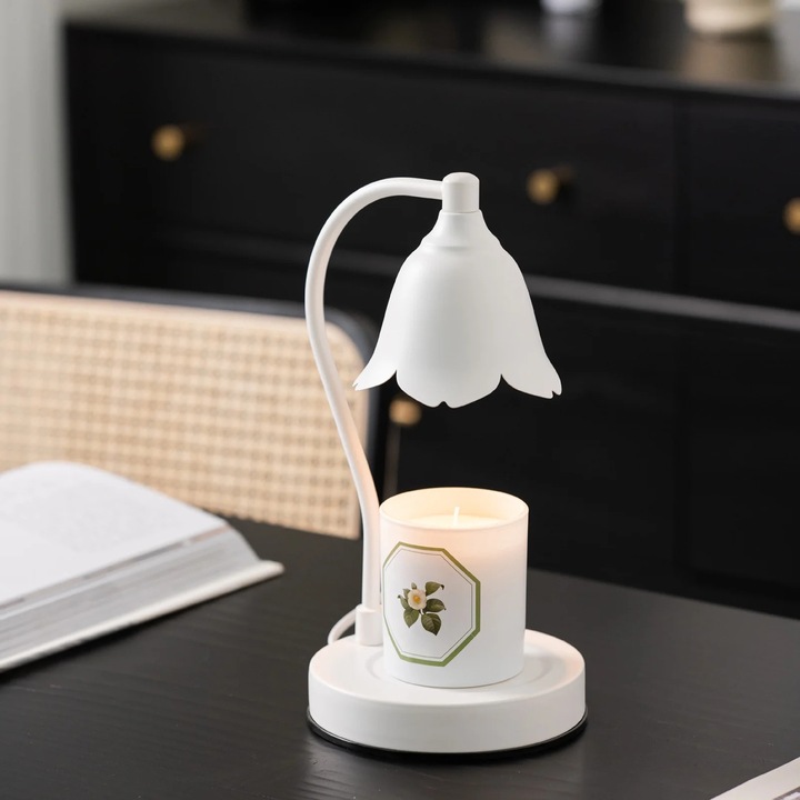 Lampa metalica pentru lumanari ZYBLSSBB, reglabila, alba, 34x16cm