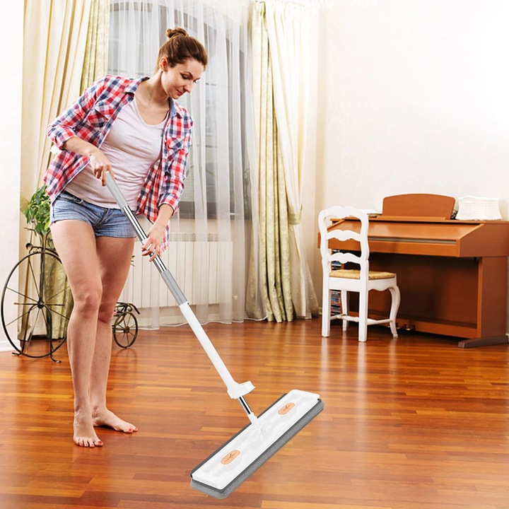 Mop ZYBLSSBB 42cm microfibra, rotativ, lavabil, metalic