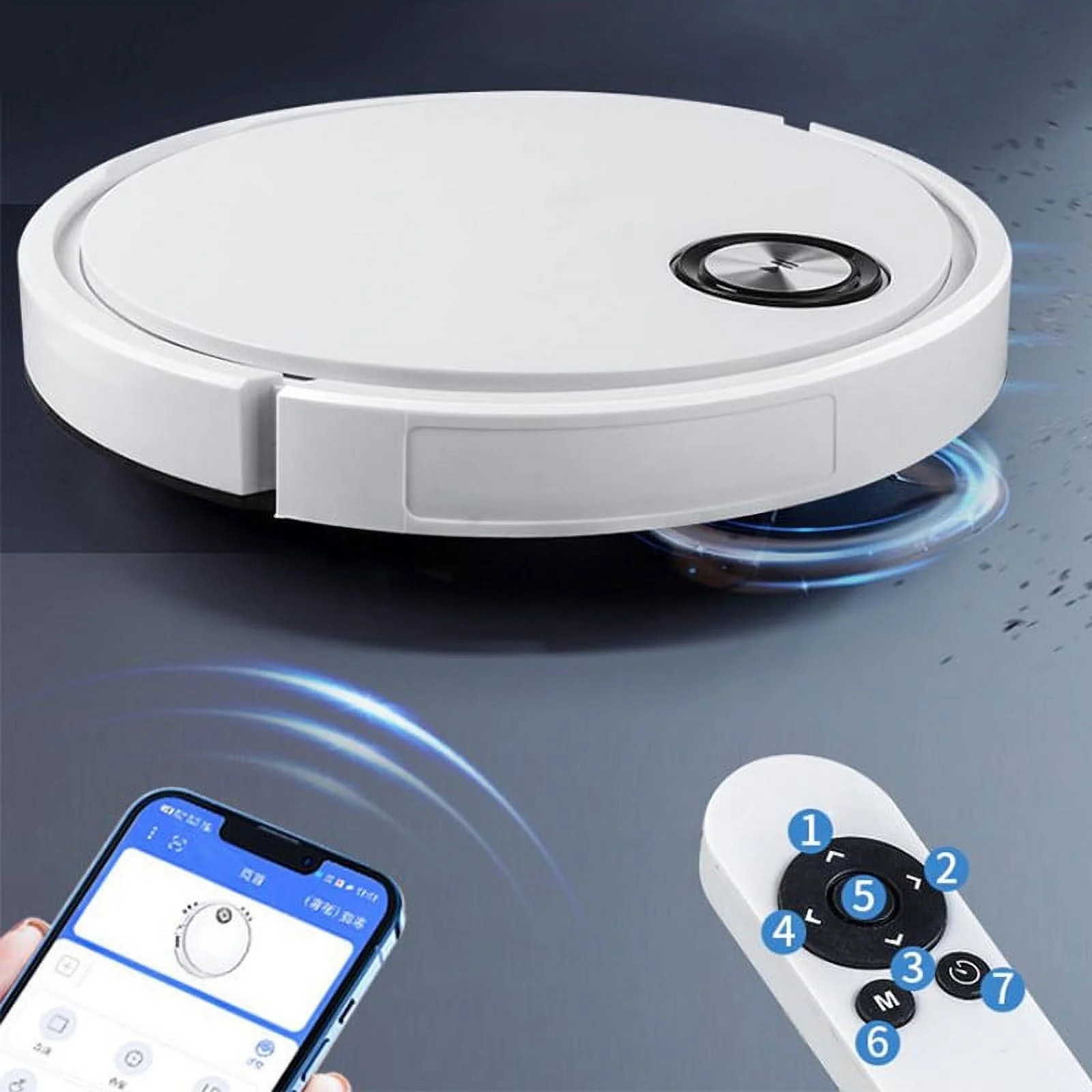 Aspirator robot YANYXR, 3 in 1, 6 moduri, rezervor apa, 32x32x5.5cm