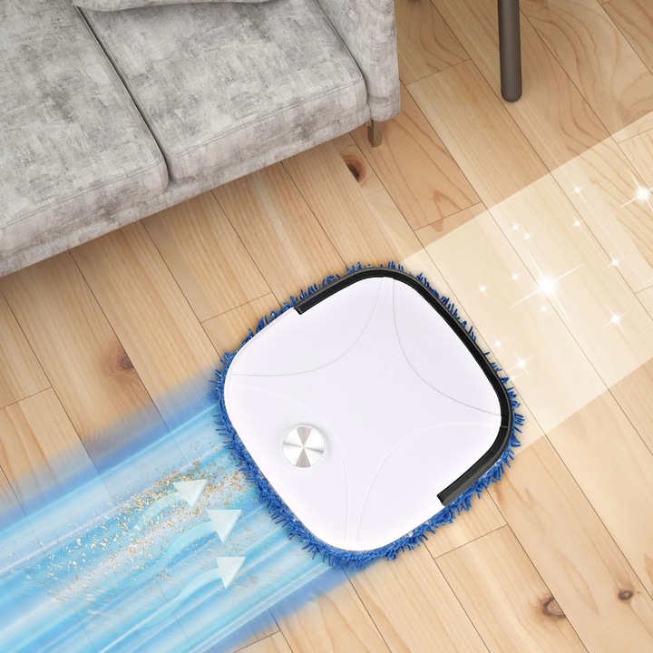 Robot aspirator YANYXR, mop rotativ, umidificare, alb, 26x26x6.5cm