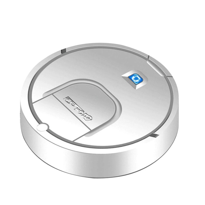 Aspirator robot mini, 23x23x6cm, cu functie de mop si curatare inteligenta, 1200mAh, 1800Pa, argintiu