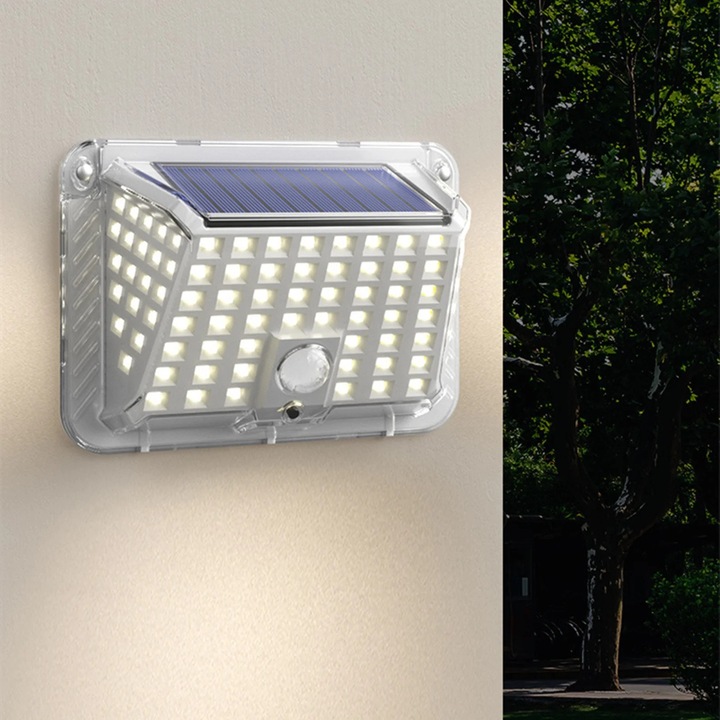 Lampa solara de securitate, 90 LED-uri, impermeabila, montare pe perete, dimensiuni 14.3x10x5.5cm, multicolor, set 1 buc.