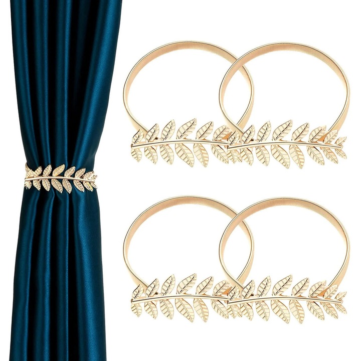 Függöny kiegészítők, 4 darabos szett, levél design, többszínű