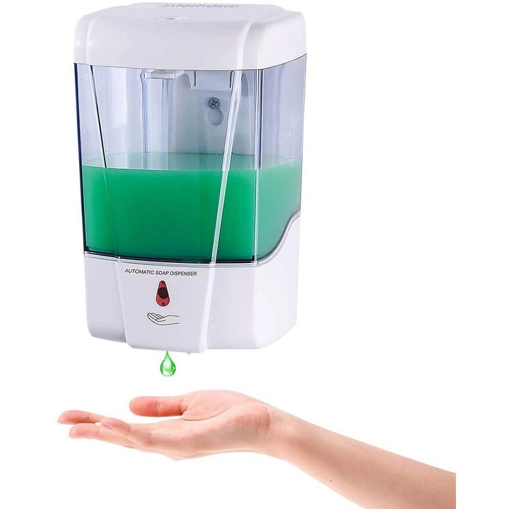 Dispenser de sapun automat montat pe perete, capacitate 600ml, design minimalist, multicolor
