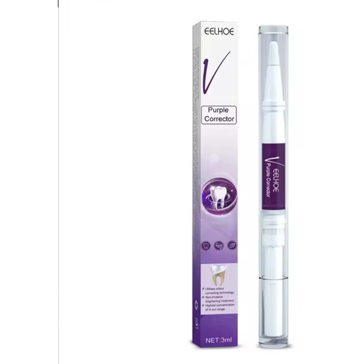 3x fogfehérítő toll, 3 ml-es lila korrektor